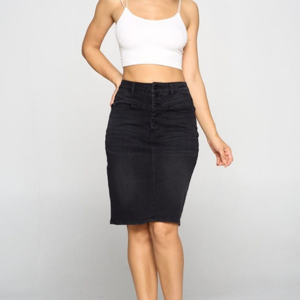 Denim midi skirt